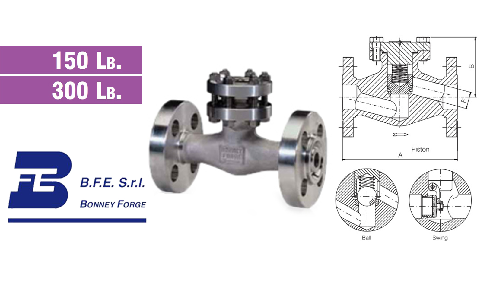 Bonney Check Valve Type Bolted 150 lb. & 300 lb. valves
